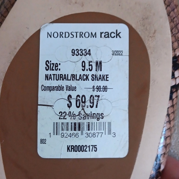 Korks NEW Padilla Flats Leather Natural size.9.5 Snakeprint - Picture 2 of 6